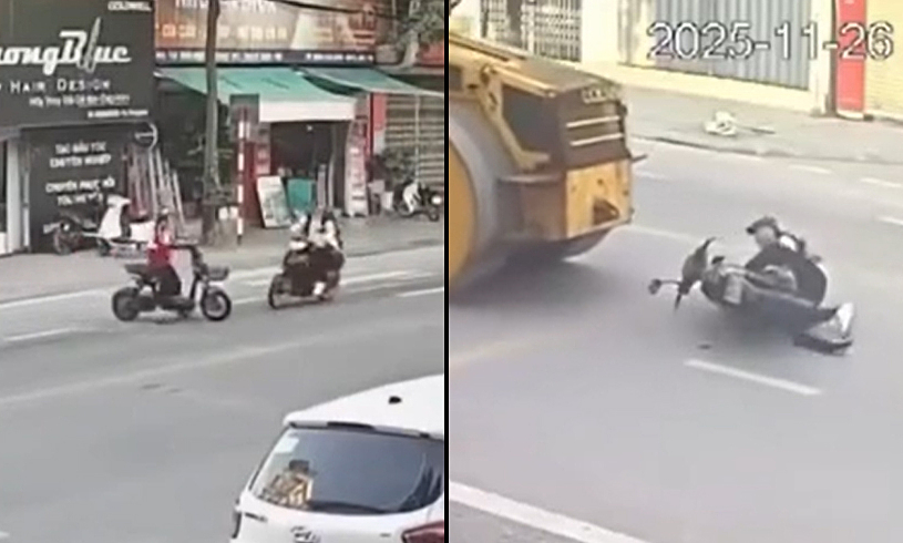 Hai xe máy lao vào nhau như trời giáng ở ngã ba